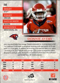 2008 Press Pass #50 Donnie Avery Back