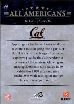 2008 Press Pass #89 DeSean Jackson Back