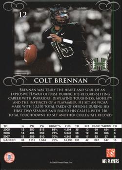 2008 Press Pass Legends #12 Colt Brennan Back