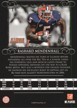 2008 Press Pass Legends #14 Rashard Mendenhall Back