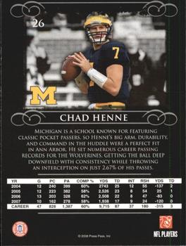 2008 Press Pass Legends #26 Chad Henne Back
