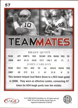 2008 SAGE HIT #57 Brady Quinn / John Carlson Back