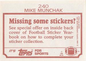 1986 Topps Stickers #240 Mike Munchak Back