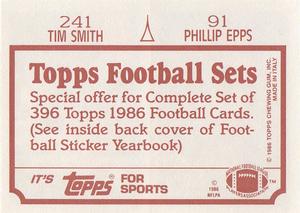 1986 Topps Stickers #91 / 241 Phillip Epps / Tim Smith Back