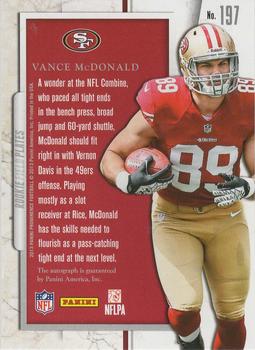 2013 Panini Prominence - Rookie NFL Field Autographs #197 Vance McDonald Back