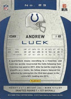 2013 Panini Totally Certified #23 Andrew Luck Back