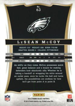 2013 Panini Select #63 LeSean McCoy Back