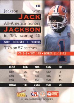 1996 Signature Rookies Auto-Bilia #10 Jack Jackson Back