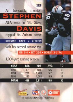 1996 Signature Rookies Auto-Bilia #33 Stephen Davis Back