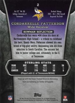 2013 Bowman Sterling #2 Cordarrelle Patterson Back