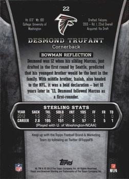 2013 Bowman Sterling #22 Desmond Trufant Back