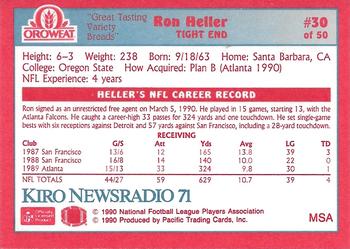 1990 Pacific Oroweat Seattle Seahawks #30 Ron Heller  Back