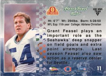 1993 Pacific Oroweat Seattle Seahawks #11 Grant Feasel Back