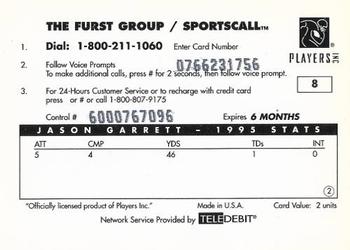 1996 Sportscall Phone Cards #8 Jason Garrett Back
