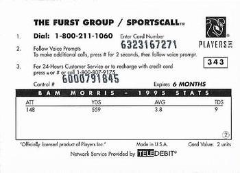1996 Sportscall Phone Cards #343 Bam Morris Back