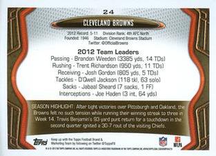 2013 Topps Mini #24 Cleveland Browns Back