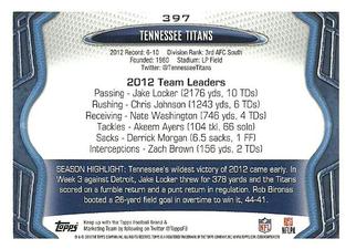 2013 Topps Mini #397 Tennessee Titans Back