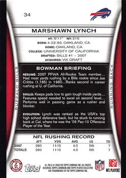 2008 Bowman #34 Marshawn Lynch Back