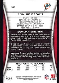 2008 Bowman #53 Ronnie Brown Back