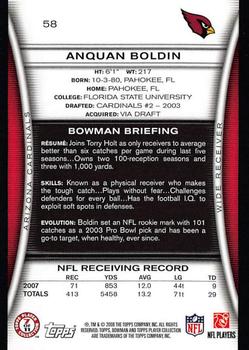 2008 Bowman #58 Anquan Boldin Back