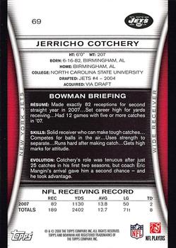 2008 Bowman #69 Jerricho Cotchery Back