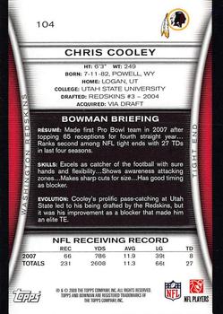 2008 Bowman #104 Chris Cooley Back
