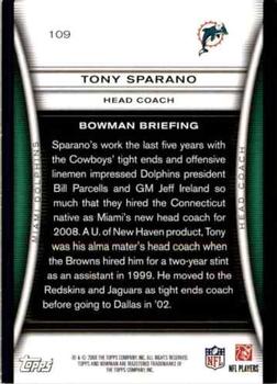 2008 Bowman #109 Tony Sparano Back