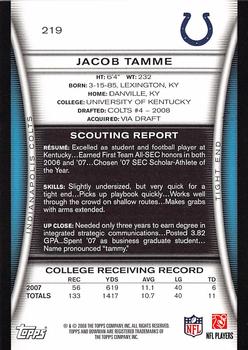 2008 Bowman #219 Jacob Tamme Back