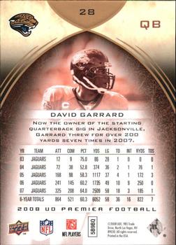2008 Upper Deck Premier #28 David Garrard Back
