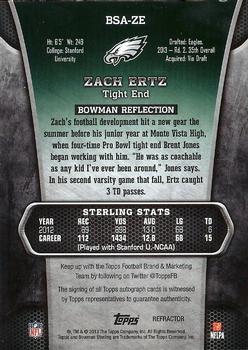 2013 Bowman Sterling - Autographs Gold Refractors #BSA-ZE Zach Ertz Back