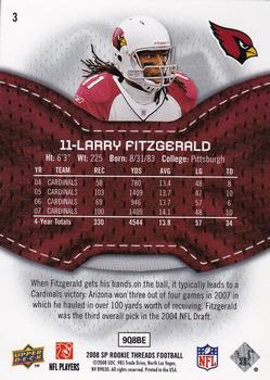 2008 SP Rookie Threads #3 Larry Fitzgerald Back