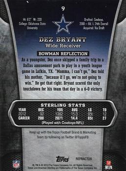 2013 Bowman Sterling - Black Refractors #9 Dez Bryant Back