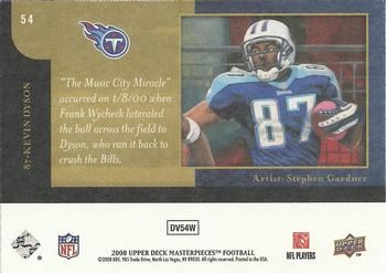 2008 Upper Deck Masterpieces #54 Kevin Dyson Back