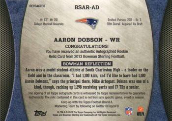 2013 Bowman Sterling - Rookie Autograph Relics Prism Refractors #BSAR-AD Aaron Dobson Back