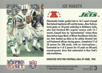 1990 Pro Set - Super Bowl MVP Collectibles #3 Joe Namath Back