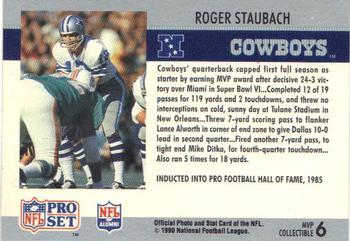 1990 Pro Set - Super Bowl MVP Collectibles #6 Roger Staubach Back