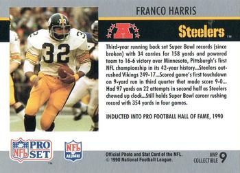 1990 Pro Set - Super Bowl MVP Collectibles #9 Franco Harris Back