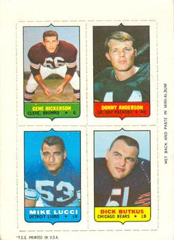 1969 Topps - Four-in-One #NNO Gene Hickerson / Donny Anderson / Mike Lucci / Dick Butkus Front