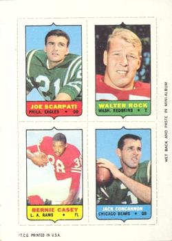1969 Topps - Four-in-One #NNO Joe Scarpati / Walter Rock / Bernie Casey / Jack Concannon Front
