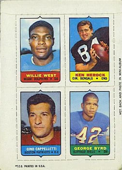 1969 Topps - Four-in-One #NNO Willie West / Ken Herock / Gino Cappelletti / George Byrd Front
