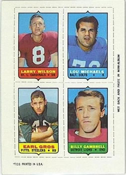 1969 Topps - Four-in-One #NNO Larry Wilson / Lou Michaels / Earl Gros / Billy Gambrell Front