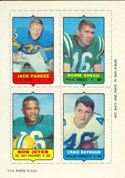 1969 Topps - Four-in-One #NNO Jack Pardee / Norm Snead / Bob Jeter / Craig Baynham Front