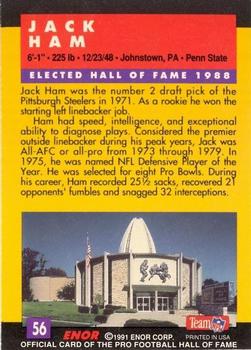 1991 Enor Pro Football HOF #56 Jack Ham Back