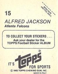 1982 Topps Stickers #15 Alfred Jackson Back