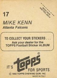 1982 Topps Stickers #17 Mike Kenn Back