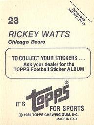 1982 Topps Stickers #23 Rickey Watts Back