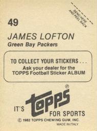 1982 Topps Stickers #49 James Lofton Back