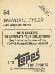 1982 Topps Stickers #54 Wendell Tyler Back