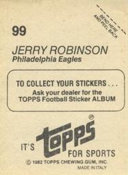 1982 Topps Stickers #99 Jerry Robinson Back