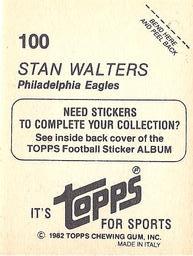 1982 Topps Stickers #100 Stan Walters Back